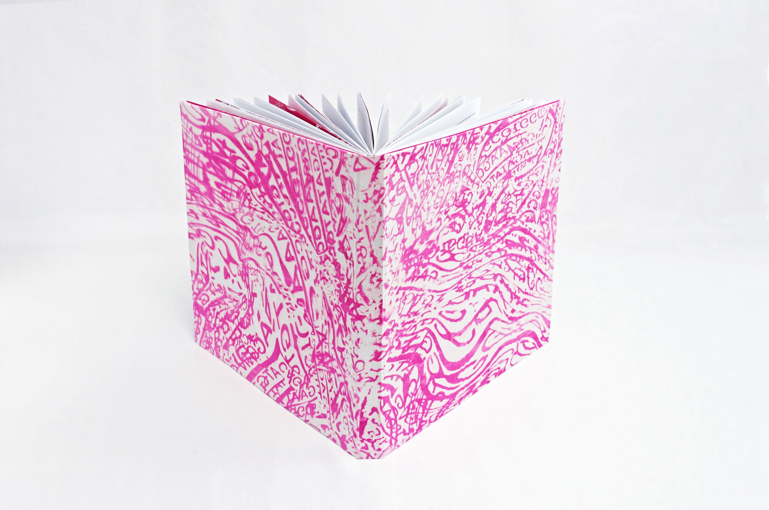 Bacteria Catalogue: Hand-bound book with bacteria pigment screen printed cover, 235mm ×235mm.